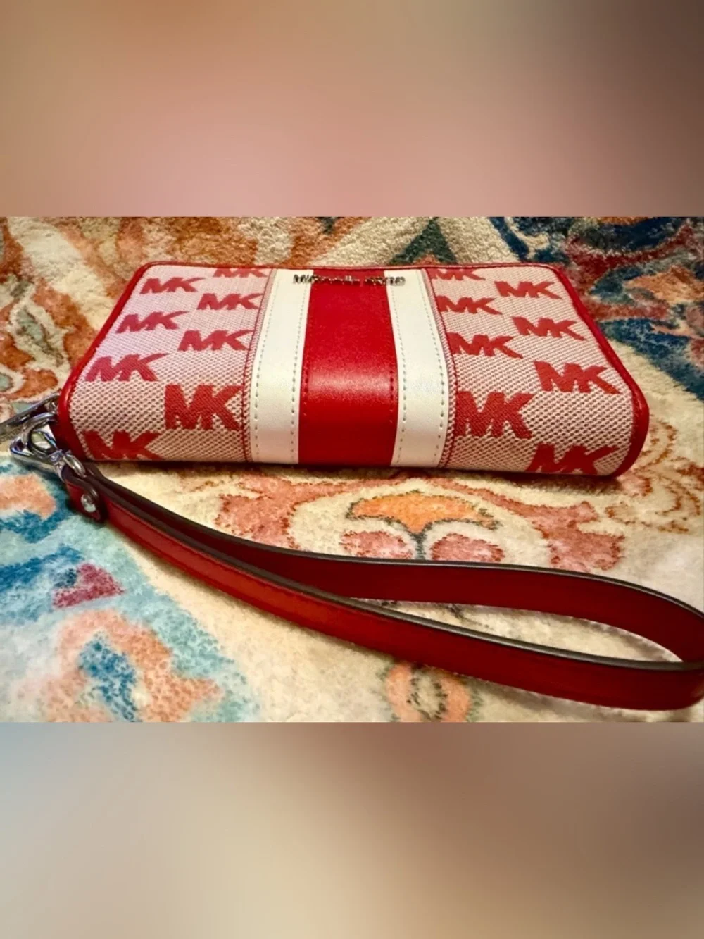 Michael Kors Red Saffiano Tote with Matching MK Wrist Wallet
